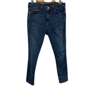 Topshop Moto Sidney Skinny Jeans Women’s 32x30 Dark Wash Faded Whiskered Stretch